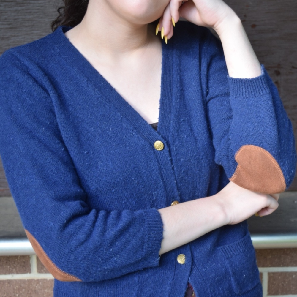 Grandpa Patched Military Button Cardigan